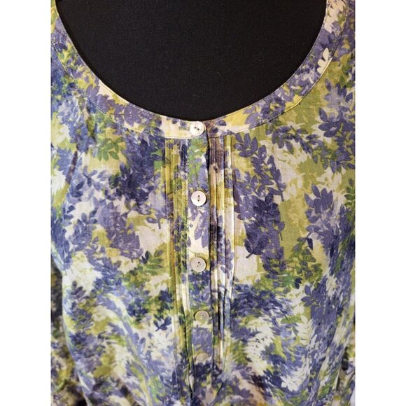 J. Jill Cotton Silk Blend Floral Button Front Blouse Women's Sz M P Semi Sheer - Picture 3 of 8